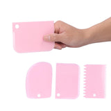 3PCS/Set Cake Cream Scraper Dough Pasty Cutters Scraper Kitchen Tool DIY Baking ToolPink