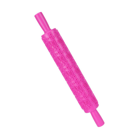 Fondant Rolling Pin Plastic Embossed Roller for Cookies Biscuits Pastry Cake DecorationRose In Australia - Darrahopens
