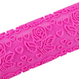 Fondant Rolling Pin Plastic Embossed Roller for Cookies Biscuits Pastry Cake DecorationRose