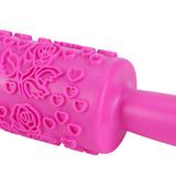 Fondant Rolling Pin Plastic Embossed Roller for Cookies Biscuits Pastry Cake DecorationRose