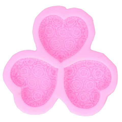 3 Cavity HeartShaped Rose Soap Mold Silicone Cake Fondant Decoration Utensils(Pink ) In Australia - Darrahopens