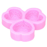 3 Cavity HeartShaped Rose Soap Mold Silicone Cake Fondant Decoration Utensils(Pink )