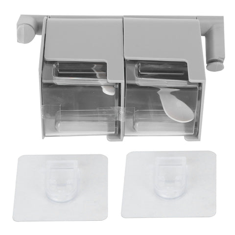 NoPunching WallMounted Seasoning Box Rotatable 2Layer Drawer Type Box for Kitchen(Gray ) In Australia - Darrahopens