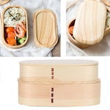Lunch Box Set Japanese Style Wooden Food Storage Container for Students Workers 19x10x9.5cmWood Color