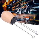Needle Type Coffee Powder Distributor Wood Handle Coffee Stirrer Distribution Tool(Couverture noire hêtre )