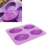 4Gird Silicone Cake Mold Oval Aroma Candle HandMade Soap Mold for DIY Baking Tool