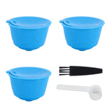 Refillable Coffee Capsule Filter Cup Kit Accessories for DOLCE GUSTO Coffee Machine(Blue 3 Capsules1 Spoon 1 Brush) In Australia - Darrahopens