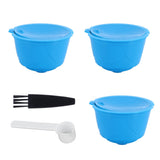 Refillable Coffee Capsule Filter Cup Kit Accessories for DOLCE GUSTO Coffee Machine(Blue 3 Capsules1 Spoon 1 Brush) In Australia - Darrahopens