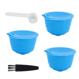 Refillable Coffee Capsule Filter Cup Kit Accessories for DOLCE GUSTO Coffee Machine(Blue 3 Capsules1 Spoon 1 Brush) In Australia - Darrahopens
