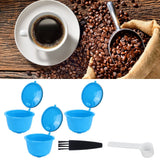 Refillable Coffee Capsule Filter Cup Kit Accessories for DOLCE GUSTO Coffee Machine(Blue 3 Capsules1 Spoon 1 Brush)