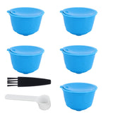 Refillable Coffee Capsule Filter Cup Kit Accessories for DOLCE GUSTO Coffee Machine(Blue 5 Capsules1 Spoon 1 Brush) In Australia - Darrahopens