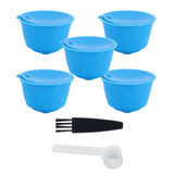 Refillable Coffee Capsule Filter Cup Kit Accessories for DOLCE GUSTO Coffee Machine(Blue 5 Capsules1 Spoon 1 Brush) In Australia - Darrahopens