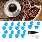 Refillable Coffee Capsule Filter Cup Kit Accessories for DOLCE GUSTO Coffee Machine(Blue 10 Capsules1 Spoon 1 Brush)
