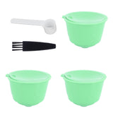 Coffee Capsule Set Stainless Steel Coffee Filter Cup for DOLCE GUSTO Coffee Machine(Green 3 Capsules1 Spoon 1 Brush)