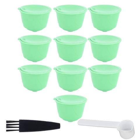 Coffee Capsule Set Stainless Steel Coffee Filter Cup for DOLCE GUSTO Coffee Machine(Green 10 Capsules1 Spoon 1 Brush) In Australia - Darrahopens