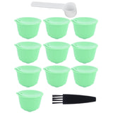 Coffee Capsule Set Stainless Steel Coffee Filter Cup for DOLCE GUSTO Coffee Machine(Green 10 Capsules1 Spoon 1 Brush) In Australia - Darrahopens
