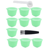 Coffee Capsule Set Stainless Steel Coffee Filter Cup for DOLCE GUSTO Coffee Machine(Green 10 Capsules1 Spoon 1 Brush) In Australia - Darrahopens