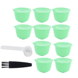 Coffee Capsule Set Stainless Steel Coffee Filter Cup for DOLCE GUSTO Coffee Machine(Green 10 Capsules1 Spoon 1 Brush) In Australia - Darrahopens
