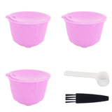 Reusable Capsules Set Refillable Coffee Filter Cup Pod for DOLCE GUSTO Coffee Machine(Purple 3 Capsules1 Spoon 1 Brush) In Australia - Darrahopens
