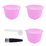 Reusable Capsules Set Refillable Coffee Filter Cup Pod for DOLCE GUSTO Coffee Machine(Purple 3 Capsules1 Spoon 1 Brush) In Australia - Darrahopens