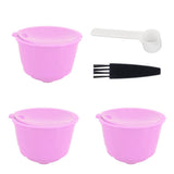 Reusable Capsules Set Refillable Coffee Filter Cup Pod for DOLCE GUSTO Coffee Machine(Purple 3 Capsules1 Spoon 1 Brush) In Australia - Darrahopens