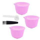 Reusable Capsules Set Refillable Coffee Filter Cup Pod for DOLCE GUSTO Coffee Machine(Purple 3 Capsules1 Spoon 1 Brush)