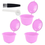Reusable Capsules Set Refillable Coffee Filter Cup Pod for DOLCE GUSTO Coffee Machine(Purple 3 Capsules1 Spoon 1 Brush)
