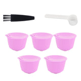 Reusable Capsules Set Refillable Coffee Filter Cup Pod for DOLCE GUSTO Coffee Machine(Purple 5 Capsules1 Spoon 1 Brush) In Australia - Darrahopens
