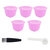 Reusable Capsules Set Refillable Coffee Filter Cup Pod for DOLCE GUSTO Coffee Machine(Purple 5 Capsules1 Spoon 1 Brush) In Australia - Darrahopens