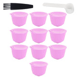 Reusable Capsules Set Refillable Coffee Filter Cup Pod for DOLCE GUSTO Coffee Machine(Purple 10 Capsules1 Spoon 1 Brush) In Australia - Darrahopens
