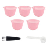 Coffee Capsules Reusable Refillable Coffee Filter Cup Kit Accessory for DOLCE GUSTO(Pink 5 Capsules1 Spoon 1 Brush) In Australia - Darrahopens