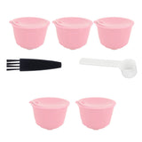 Coffee Capsules Reusable Refillable Coffee Filter Cup Kit Accessory for DOLCE GUSTO(Pink 5 Capsules1 Spoon 1 Brush) In Australia - Darrahopens