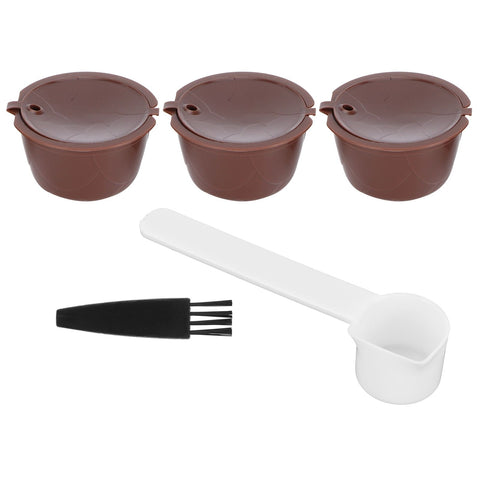 Coffee Capsules Reusable Refillable Coffee Cup Filter Kit Fit for DOLCE GUSTO Machine(Coffee 3 Capsules1 Spoon 1 Brush) In Australia - Darrahopens