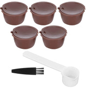 Coffee Capsules Reusable Refillable Coffee Cup Filter Kit Fit for DOLCE GUSTO Machine(Coffee 5 Capsules1 Spoon 1 Brush) In Australia - Darrahopens