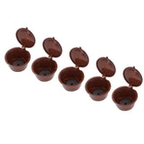 Coffee Capsules Reusable Refillable Coffee Cup Filter Kit Fit for DOLCE GUSTO Machine(Coffee 5 Capsules1 Spoon 1 Brush) In Australia - Darrahopens