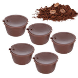 Coffee Capsules Reusable Refillable Coffee Cup Filter Kit Fit for DOLCE GUSTO Machine(Coffee 5 Capsules1 Spoon 1 Brush) In Australia - Darrahopens