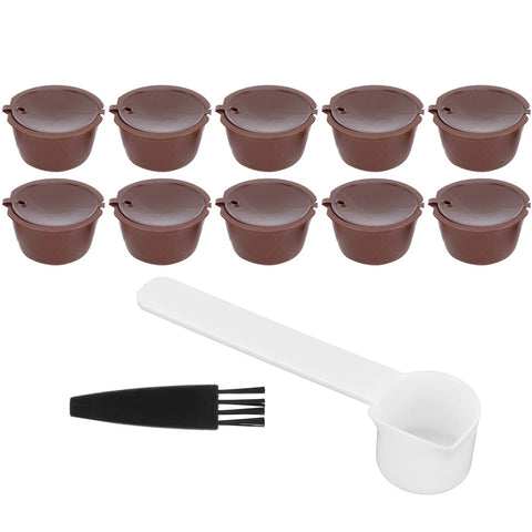 Coffee Capsules Reusable Refillable Coffee Cup Filter Kit Fit for DOLCE GUSTO Machine(Coffee 10 Capsules1 Spoon 1 Brush) In Australia - Darrahopens
