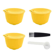 Coffee Machine Capsule Kit Reusable Coffee Filter Cup Accessories Fit for DOLCE GUSTO(Yellow 3 Capsules1 Spoon 1 Brush) In Australia - Darrahopens