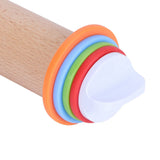 Adjustable Beech and PP Rolling Pin with Detachable Ring for Cake Egg Tart Kitchen Bakery