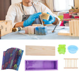 DIY Silicone Soap Mold Set with Wood Box Soap Rack Wrapping Paper Baking SuppliesPurple In Australia - Darrahopens