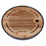 Bamboo Round Tea Tray Teapot Mat Serving Tray Drainage Water Storage Tea Set Home Supplies10in In Australia - Darrahopens
