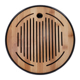 Bamboo Round Tea Tray Teapot Mat Serving Tray Drainage Water Storage Tea Set Home Supplies10in