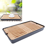 Rectangle Bamboo Tea Tray Teapot Mat Serving Tray Draining Board Tea Set Home Kitchen Use13in 1100ml