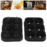 6-Grid Ice Ball Maker Black Reusable Ice Ball Mold for Beer Cocktail Wine Beverage