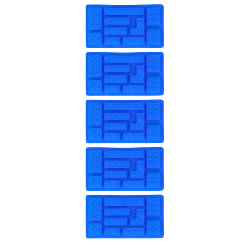 5Pcs Blue Silicone Ice Tray Mold Block Shape Chocolate Cake DIY Baking Mold for Bakery Home