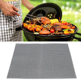 Food Grade NonStick Grid Sheet Multifunctional Barbecue Grid Mat for Barbecue Outdoor(Black 36x42cm )