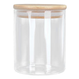 450ml Wood Round Storage Jar with Lid Transparent Glass Food Container for Tea Coffee Spice