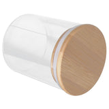 450ml Wood Round Storage Jar with Lid Transparent Glass Food Container for Tea Coffee Spice