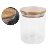 450ml Wood Round Storage Jar with Lid Transparent Glass Food Container for Tea Coffee Spice