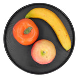 Round Wooden Food Fruit Serving Tray Service Plate for Home Kitchen Hotel Use Black24cm